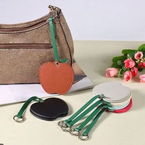 Colorful Korean Style Fruit Shape Makeup <b>Mirror</b> Custom PU Leather Rotate <b>Small</b> <b>Mirror</b> Keychain Portable Bag Accessory for Women - Product Image 3