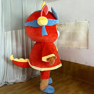 <span class=keywords><strong>Disfraz</strong></span> de Mascota de <span class=keywords><strong>Gato</strong></span> con Cabeza de León Chino, Adorable Traje de Felpa Rojo Festivo, Perfecto para el Año Nuevo Lunar y Cosplay de Carnaval - Product Image 3