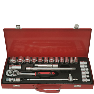 Jeu d'outils à main Jeu de 24 clés à douilles mixtes Jeu de clés dynamométriques Outils avec boîte en fer - Product Image 4