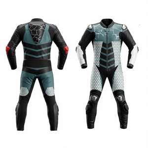 Combinaison de course moto professionnelle en cuir de kangourou premium pour homme Guruna, manches longues, coupe-vent, bicolore, une pièce, homologuée CE - Product Image 1