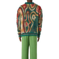 Cardigan tricoté à la mode avec logo personnalisé OEM hiver pull en laine mohair pour hommes pull ample vintage unisexe avec broderie jacquard