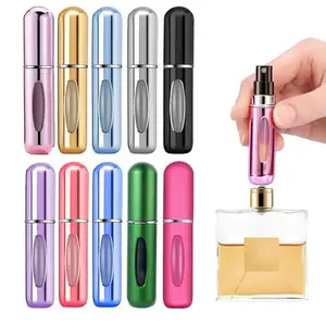Botol semprot parfum Mini 5ml Shiny/matte, botol semprot saku portabel dapat diisi ulang, Atomizer parfum Aluminium