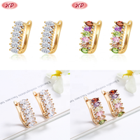 Pendientes De Moda Para Mujer Hengdian De Dubái Chapados En Oro Rosa De 18k Con Circonita Cúbica De Brillo Azul, Joyería De Fantasía Al Por Mayor De Fabricantes De China