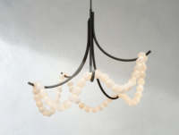 Lampe suspendue de style français personnalisée pour salon, escalier, plafonnier circulaire, luminaire suspendu en forme d'anneau en albâtre perlé