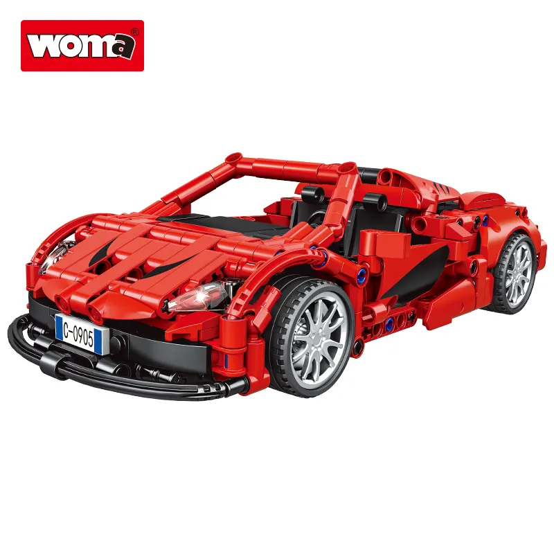 WOMA TOYS Plastic Cheap Boy Birthday Gift Pull Back Vehicle Speed Champions Racing Car Model STEM Building Blocks Bricks Diy