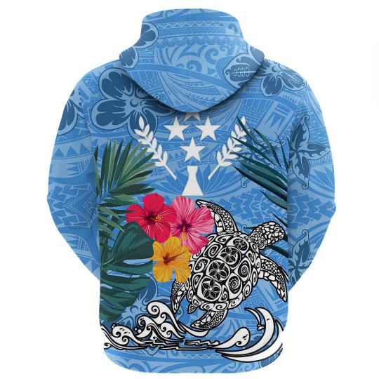 GLUDEAR Men's Polynesian Tribal Print Zip Hoodie - Green Color Block, Full Zip, Long Sleeve