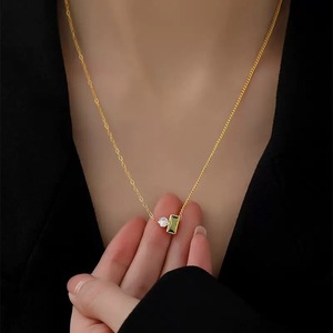 Nuova Collana di Gioielli in Acciaio Inossidabile per Donna, Elegante Collana con Zircone Verde, Regalo di Tendenza - Product Image 5