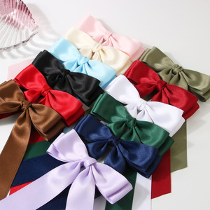 Jepit Rambut Pita Satin Panjang 21CM Trendi Baru, Jepit Rambut Pita Lebar 4cm Mewah Vintage untuk Wanita, Penjepit Rambut, Pengikat Kuncir Kuda untuk Pesta - Product Image 1