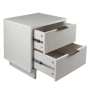 White Nightstand <b>With</b> Two <b>Drawers</b> Modern Bedroom <b>Storage</b> <b>Drawer</b> Unit - Product Image 5