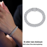 Bracelet en argent sterling avec moissanite cubaine, chaîne plaquée or, pour homme et femme, bijou cadeau