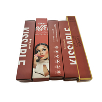 Boîte à gloss à lèvres personnalisée pliable en matériaux recyclés, carton rigide, estampage à chaud en feuille d'or, revêtement UV, double insert