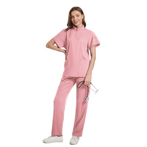 Women's <b>Scrub</b> <b>Set</b> Blue Two Piece Short Sleeve Moisture Wicking Hospital Uniforms - Product Image 4