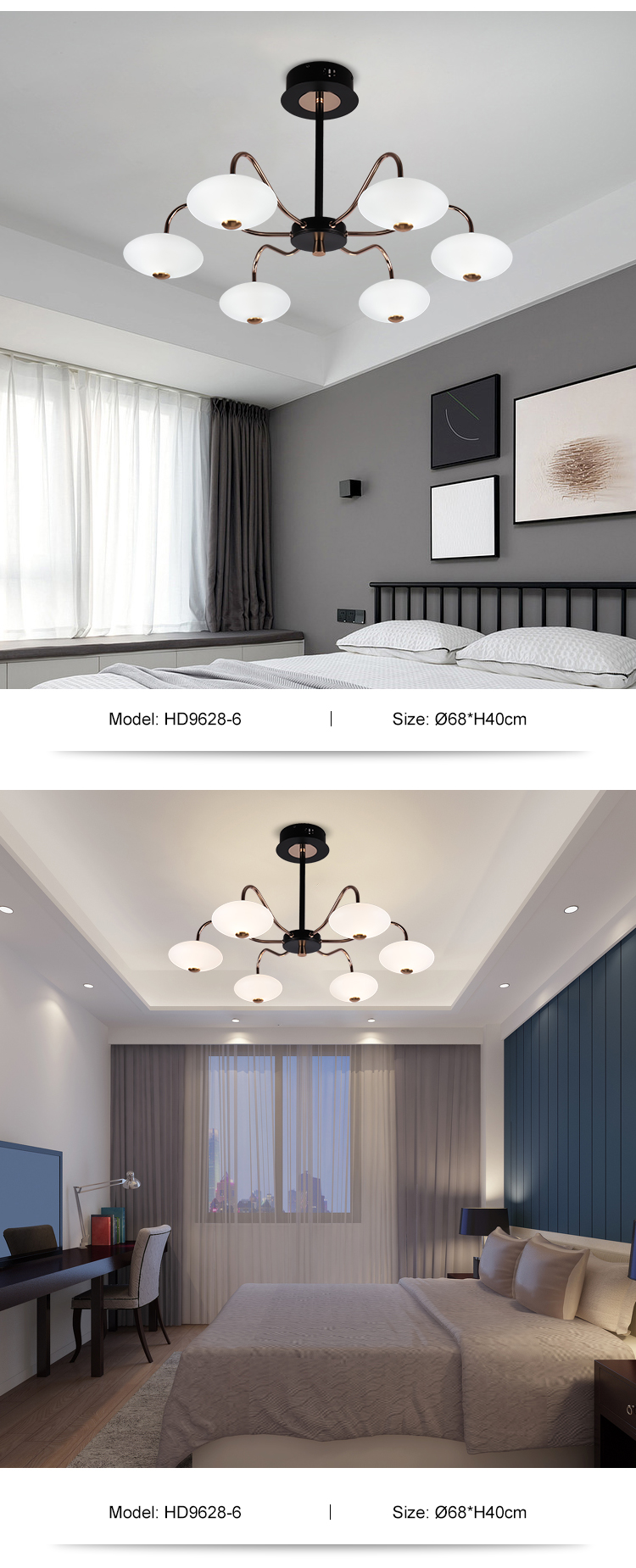Nordic Style Modern 6Arms Decoration Club Dining Room Home Acrylic E27 Pendant Lamp