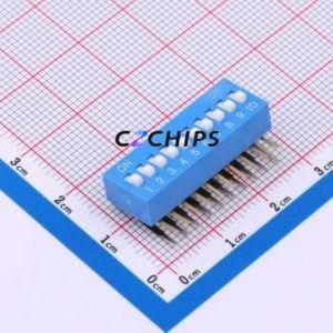 DA-10-B-T DIP Switch Through hole Component (THT),P=2.54mm Switch Piano Key Single Pole Single Throw 10 2.54mm - Product Image 1