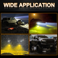 OVOVS 40W Phare LED blanc ambre pour conduite tout-terrain, projecteurs LED bicolores à faisceau spot pour 4x4, Jeep, camions, VTT, tracteurs, pick-up