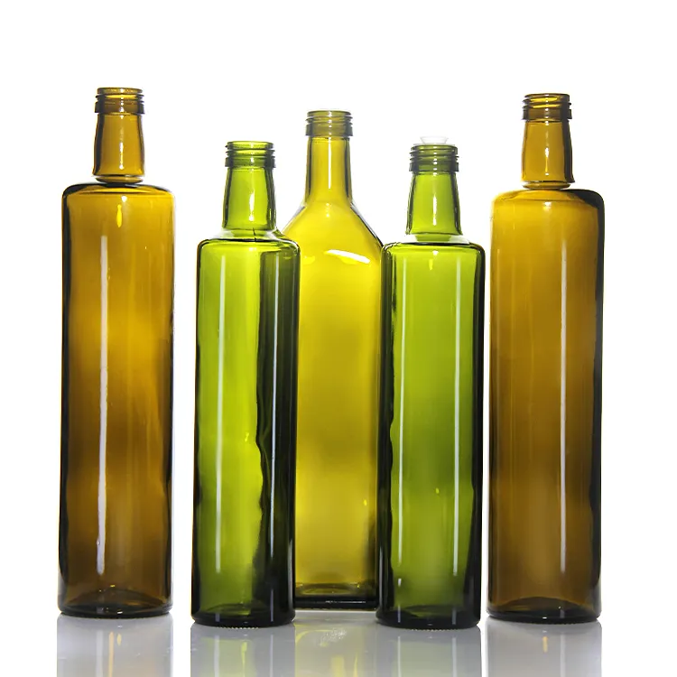 Botella de aceite de oliva reutilizable, recipiente de vidrio transparente y multifuncional, vacío, redondo, 17oz, para cocina, Venta barata