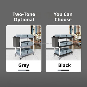 Restaurant commercial Tube en aluminium 3 niveaux dîner en plastique Service alimentaire chariot de service chariot - Product Image 4