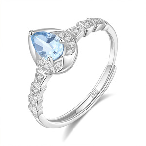 8 Dainty Water Drop Natural <b>Stone</b> Gemstone <b>Rings</b> 925 Sterling <b>Silver</b> Prong Setting Tarnish-Free Waterproof Adjustable Wedding - Product Image 1
