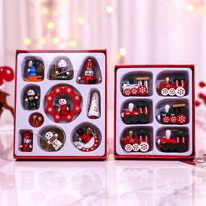 Nuevos adornos navideños de madera, juego de caja de regalo, regalos de Navidad, adornos de tren, decoraciones para árboles de Navidad - Product Image 1