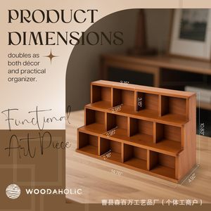 Woodaholic 3 Tier Stepped Wooden <b>Storage</b> <b>Tray</b> Multi Compartment Organizer For Desk Home Office Makeup Beauty Items - Product Image 3
