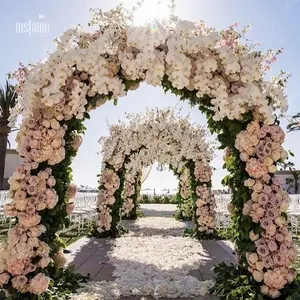 MSFAME-arcos de flores artificiales, decoración de fondo, flor de seda blanca, arco de boda, 8 pies x 8 pies, gran oferta