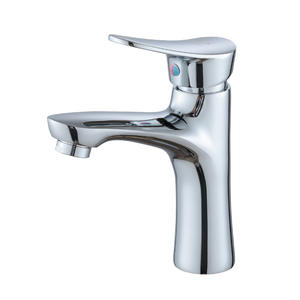 Robinet de lavabo en laiton à poignée unique, avec cartouche céramique, à poser sur le comptoir, monotrou, eau chaude et froide - Product Image 1