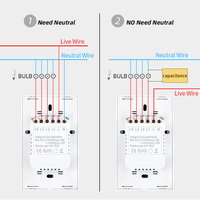 TYSH Interrupteur mural intelligent pour Tuya WiFi & BLE 1/2/3/4 Gang Concave Panel Homekit App Remote Control AI Switch avec Zigbee