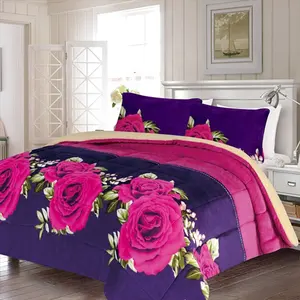 Alta Qualidade 3 Peça de Casamento Rosa Sherpa Tecido De Flanela Personalizada Borrego Rei Set Tamanho Consolador Conjunto de Cama de Luxo