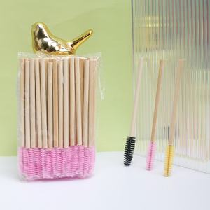 Brosses à cils en nylon jetables en gros avec manche en bambou et bois, <span class=keywords><strong>mini</strong></span>-brosses de maquillage et à sourcils, modèle de fourniture en vrac 20 000/boîte - Product Image 1