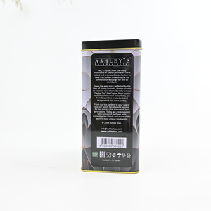 Custom Luxury Gold Line Print Tall Rectangular <b>Metal</b> Tea Tin Can Black Lid Empty Tin <b>Box</b> for 300g Ceylon Black Tea Packaging - Product Image 4
