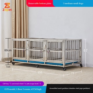 Gabbia <span class=keywords><strong>per</strong></span> <span class=keywords><strong>Cani</strong></span> Pieghevole in Acciaio Inox Resistente con Drenaggio, Gabbia <span class=keywords><strong>per</strong></span> Animali da Esterno a Doppio Piano con 4 Porte - Product Image 6