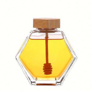 Wholesale Transparent Hexagonal Iron Cap Food Packaging Glass <b>Jar</b> 100ml-380ml Capacity Silk Screen Printing Custom Logo Usa - Product Image 1