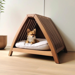 カスタマイズされた家具メーカーの高級屋内木製猫と犬の家ボタンクロージャー付き持続可能な動物のパターン - Product Image 5
