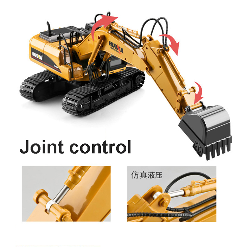 Huina 1535 Radio Control Excavator Digger Toy with Breaker Drill