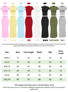 Set Due Pezzi Personalizzato OEM per Donna: T-Shirt Tinta Unita e Gonna Lunga in <span class=keywords><strong>Maglia</strong></span>, Top a Maniche Corte e Gonna Maxi, Completo Femminile - Product Image 6