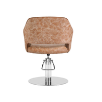 Ensemble complet de mobilier de salon de coiffure couleur beige avec fauteuil de coiffage et poste de travail avec miroir arqué