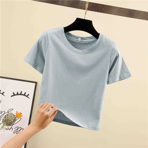 Murah Kosong <span class=keywords><strong>Crop</strong></span> Top Tee Shirt Polos Tanaman Kemeja untuk Wanita Polos Dipotong Tshirt - Product Image 2