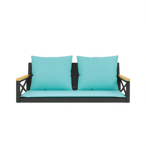 Banc balançoire de patio pour 2 personnes en rotin PE, mobilier d'extérieur au design contemporain avec coussin imperméable - Product Image 1