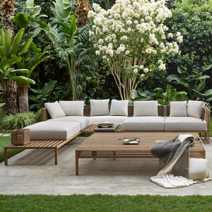 Grand fauteuil pouf d'extérieur en aluminium avec coussin en tissu pour piscine et jardin - Product Image 5
