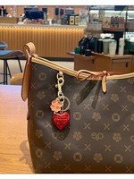 Gantungan Kunci Carabiner Bentuk Bunga Semanggi Berdaun Empat Kristal Berkilau Lucu untuk Hati, Bahan Zinc Alloy, Tren Fashion Wanita & Remaja Putri, Cocok untuk Promosi