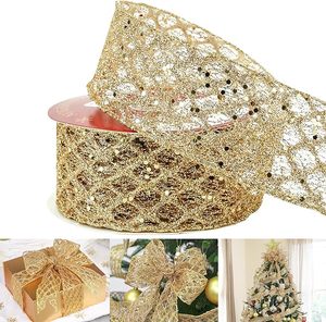 Jatuh natal tepi kawat <span class=keywords><strong>Glitter</strong></span> pita berkabel gulungan emas pita luar ruangan dekoratif poly <span class=keywords><strong>mesh</strong></span> pita untuk karangan bunga - Product Image 2