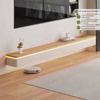 Table basse de salon en bois massif, style Song moderne, suspendue, couleur crème, écologique et durable, avec meuble TV assorti