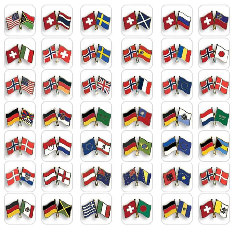 Vergulde Zacht Email Country Flag Cross Pin Badge Diy Voor Verschillende Country American Israel Combined Vriendschap Reversspeld