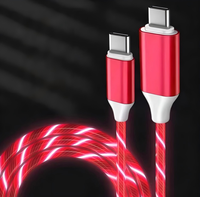 Cable de Carga para Teléfono Móvil con Luz LED Brillante de 1M, USB Tipo-C a USB 2.0, Material de PVC
