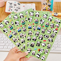 Pabrik Cina disesuaikan desain kartun OEM hewan peliharaan dapat dilepas latar belakang jelas mengkilap Kawaii perencana jurnal Panda stiker gelembung