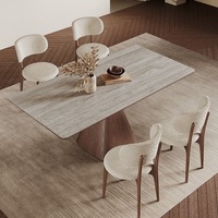 Table à manger moderne italienne de luxe, design minimaliste en plaque de roche, pour petit appartement, table à manger rectangulaire