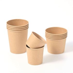Bol à salade rond en papier kraft jetable avec couvercle, durable, écologique, compatible micro-ondes, 100% biodégradable, pour le stockage des aliments en camping - Product Image 2
