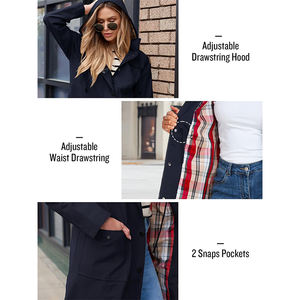 Chaqueta de lluvia impermeable ligera negra elegante para <span class=keywords><strong>mujer</strong></span>, gabardina con capucha de Diseño a rayas para escalar, portátil con viento - Product Image 5