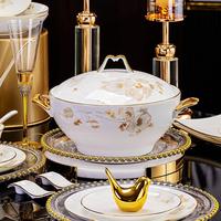Bols, assiettes et soucoupes en porcelaine fine - Ensembles personnalisables - Élégance vintage de luxe léger - Passe au micro-ondes - Motif végétal peint à la main