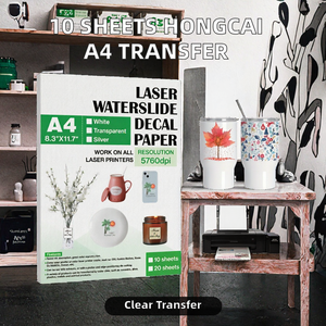 10 Hojas de Papel de Transferencia de Agua Hongcai, Tamaño A4 29.72*21.08cm, No Requiere Horneado ni Barniz, Transferencia Transparente - Product Image 2